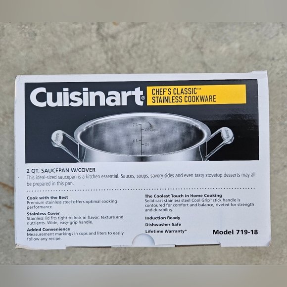 Cuisinart Chef's Classic Stainless Cookware 2 Quart Saucepan w/ Cover # 71918 - Picture 3 of 4